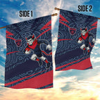 Melbourne Demons Australian Football Garden Flag Devil Mascot With Indigenous Pattern Art
