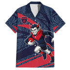 Melbourne Demons Australian Football Hawaiian Shirt Devil Mascot With Indigenous Pattern Art