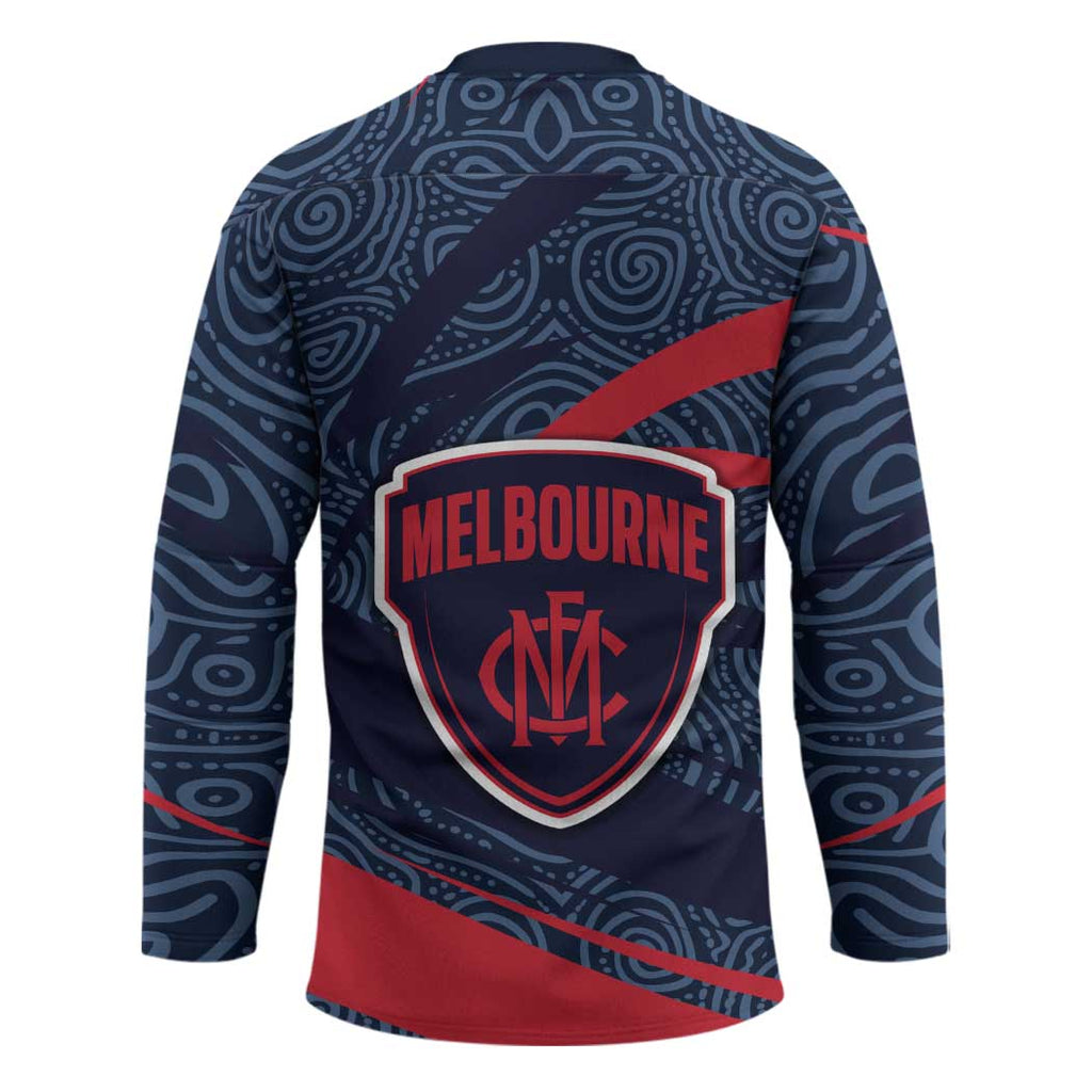Melbourne Demons Australian Football Hockey Jersey Devil Mascot With Indigenous Pattern Art