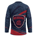 Melbourne Demons Australian Football Hockey Jersey Devil Mascot With Indigenous Pattern Art