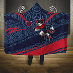 Melbourne Demons Australian Football Hooded Blanket Devil Mascot With Indigenous Pattern Art