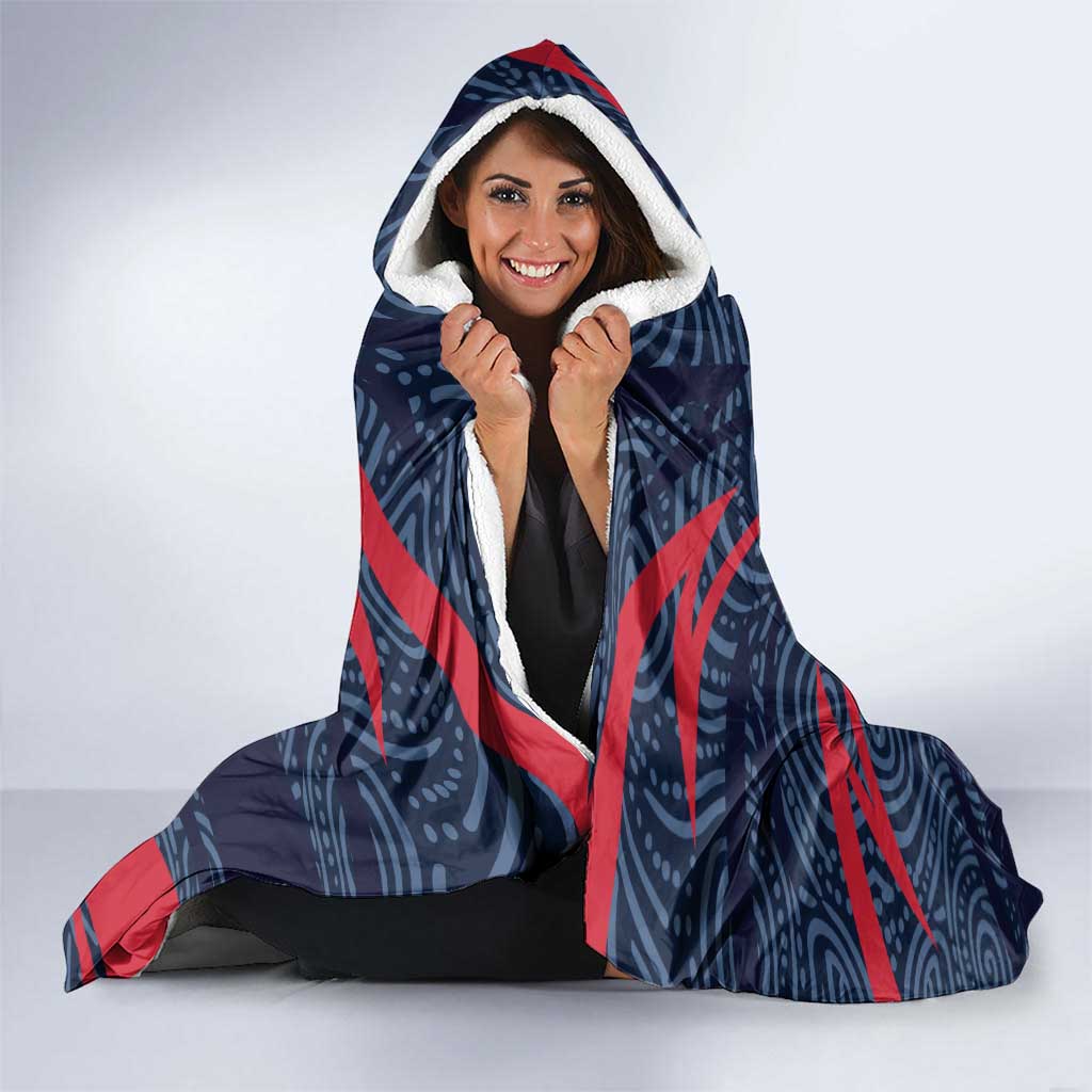 Melbourne Demons Australian Football Hooded Blanket Devil Mascot With Indigenous Pattern Art