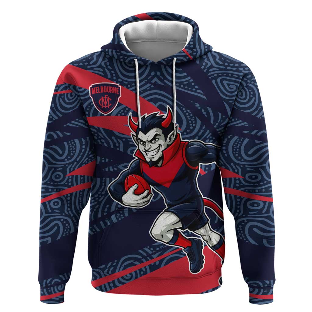 Melbourne Demons Australian Football Hoodie Devil Mascot With Indigenous Pattern Art