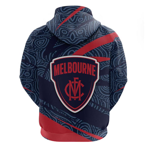 Melbourne Demons Australian Football Hoodie Devil Mascot With Indigenous Pattern Art