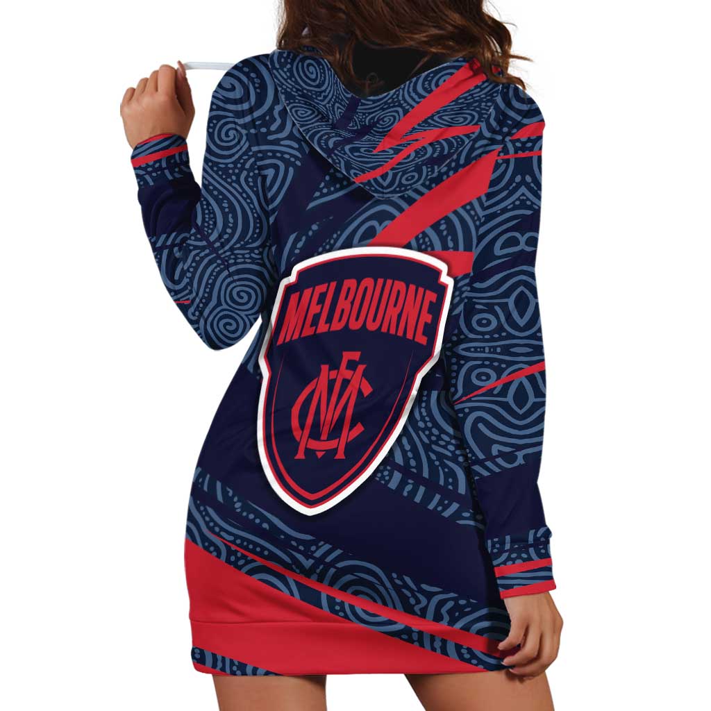 Melbourne Demons Australian Football Hoodie Dress Devil Mascot With Indigenous Pattern Art