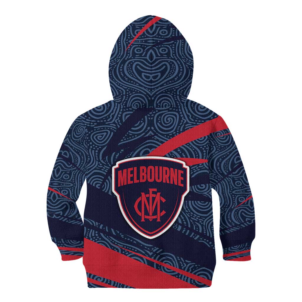 Melbourne Demons Australian Football Kid Hoodie Devil Mascot With Indigenous Pattern Art