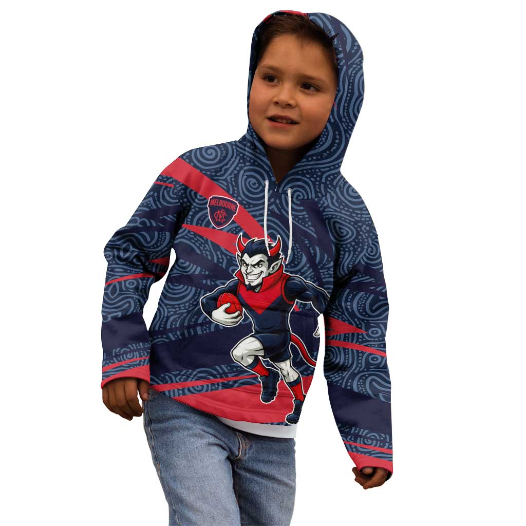 Melbourne Demons Australian Football Kid Hoodie Devil Mascot With Indigenous Pattern Art