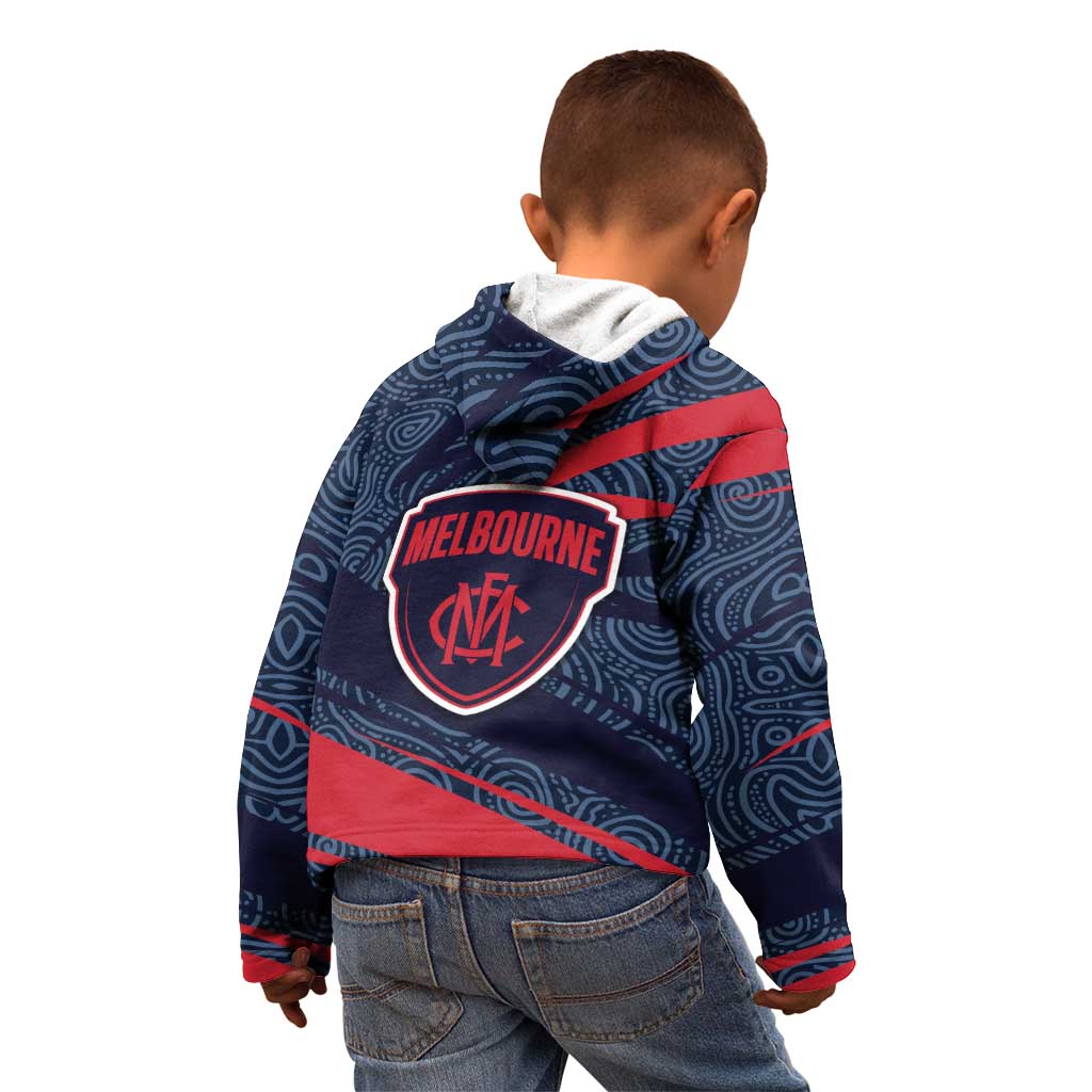 Melbourne Demons Australian Football Kid Hoodie Devil Mascot With Indigenous Pattern Art