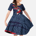 Melbourne Demons Australian Football Kid Short Sleeve Dress Devil Mascot With Indigenous Pattern Art