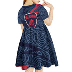 Melbourne Demons Australian Football Kid Short Sleeve Dress Devil Mascot With Indigenous Pattern Art