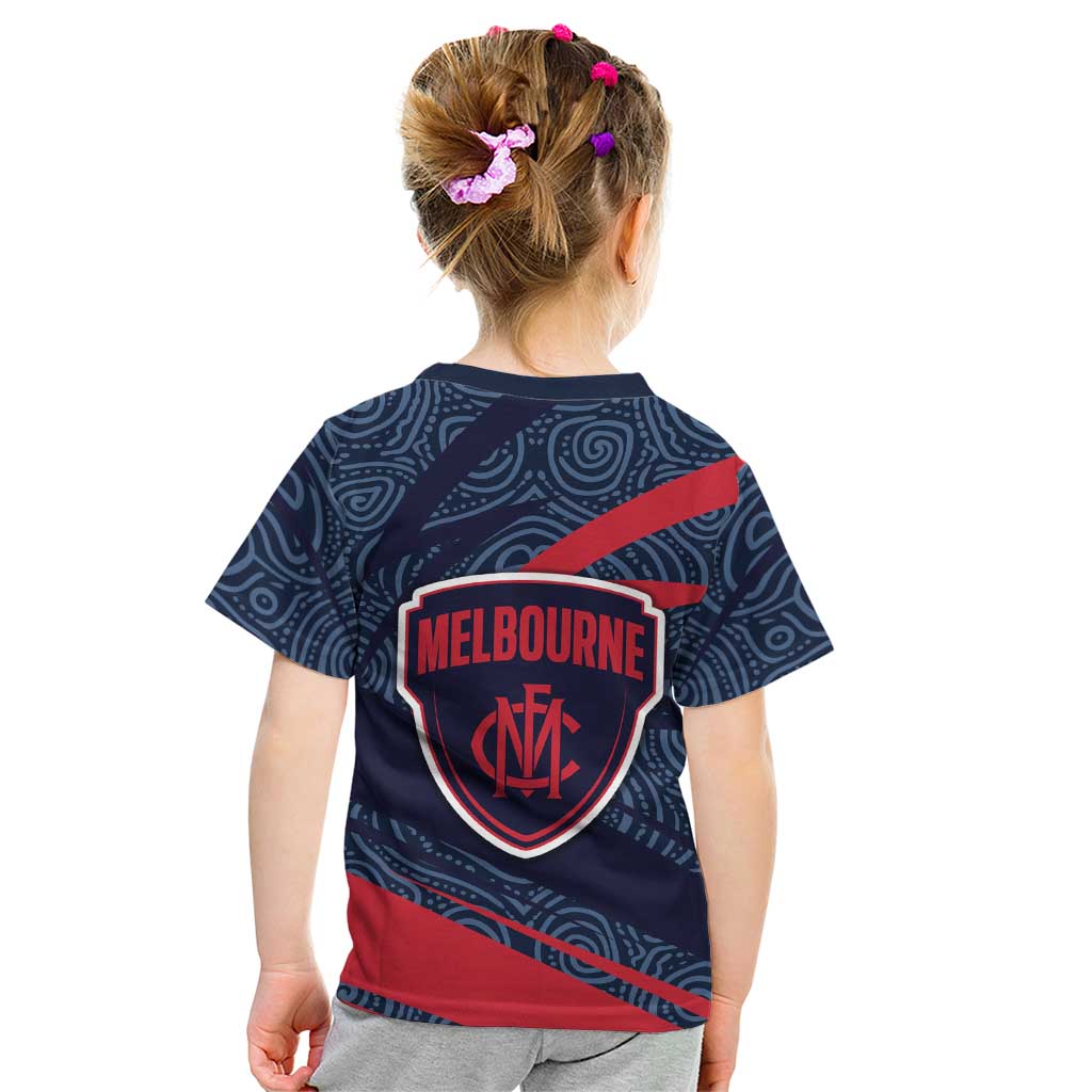 Melbourne Demons Australian Football Kid T Shirt Devil Mascot With Indigenous Pattern Art