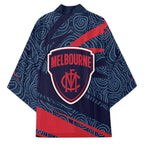 Melbourne Demons Australian Football Kimono Devil Mascot With Indigenous Pattern Art