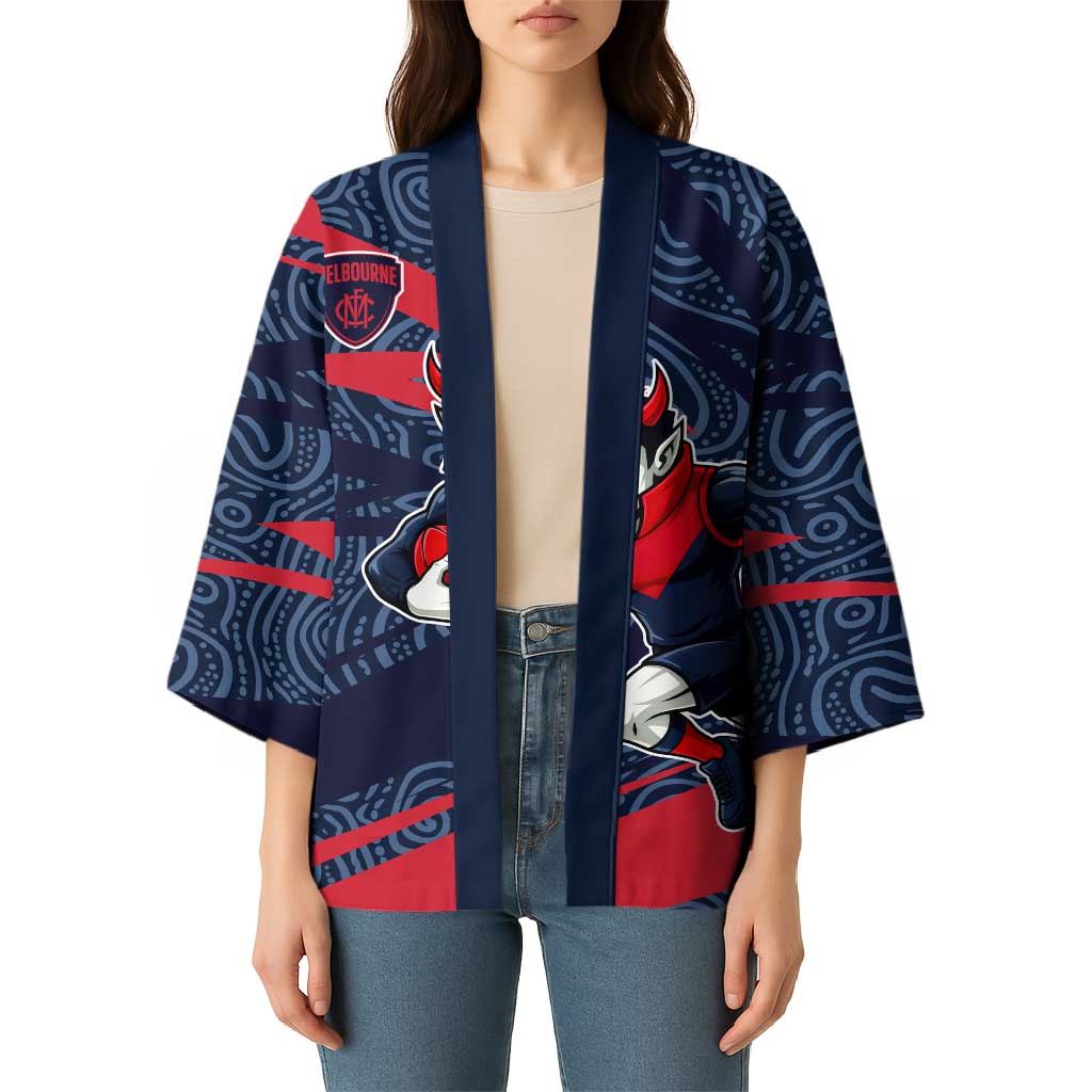 Melbourne Demons Australian Football Kimono Devil Mascot With Indigenous Pattern Art
