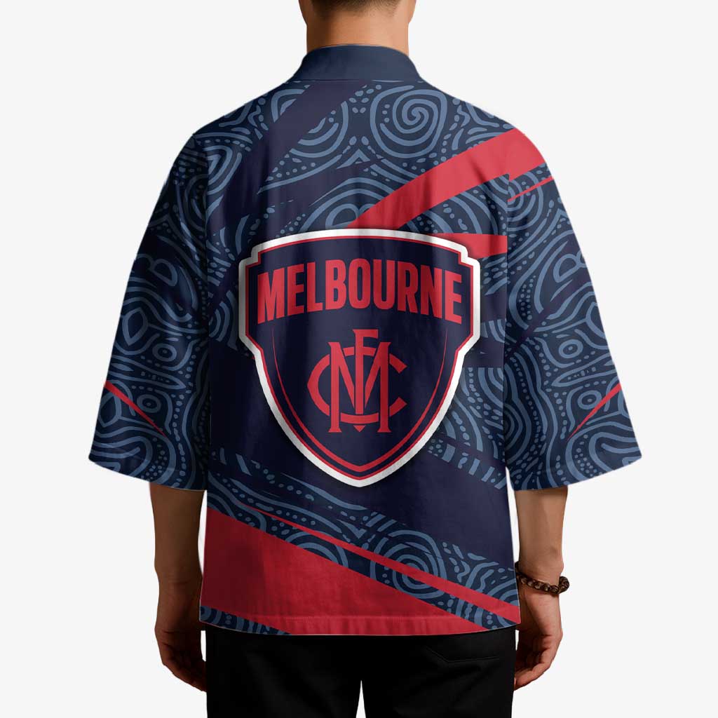 Melbourne Demons Australian Football Kimono Devil Mascot With Indigenous Pattern Art