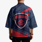 Melbourne Demons Australian Football Kimono Devil Mascot With Indigenous Pattern Art