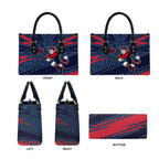 Melbourne Demons Australian Football Leather Bag Devil Mascot With Indigenous Pattern Art