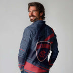 Melbourne Demons Australian Football Long Sleeve Polo Shirt Devil Mascot With Indigenous Pattern Art