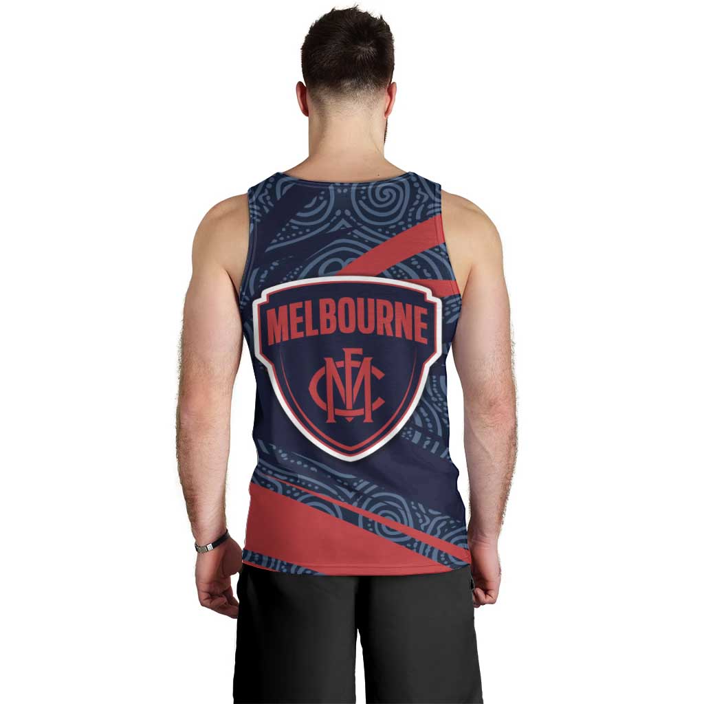 Melbourne Demons Australian Football Men Tank Top Devil Mascot With Indigenous Pattern Art