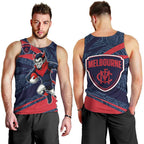 Melbourne Demons Australian Football Men Tank Top Devil Mascot With Indigenous Pattern Art