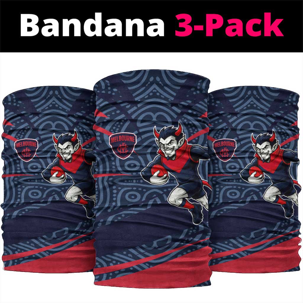 Melbourne Demons Australian Football Neck Gaiter Devil Mascot With Indigenous Pattern Art