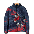 Melbourne Demons Australian Football Padded Jacket Devil Mascot With Indigenous Pattern Art