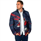 Melbourne Demons Australian Football Padded Jacket Devil Mascot With Indigenous Pattern Art