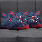 Melbourne Demons Australian Football Pillow Cover Devil Mascot With Indigenous Pattern Art