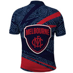 Melbourne Demons Australian Football Polo Shirt Devil Mascot With Indigenous Pattern Art