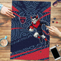 Melbourne Demons Australian Football Puzzle Devil Mascot With Indigenous Pattern Art