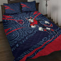 Melbourne Demons Australian Football Quilt Bed Set Devil Mascot With Indigenous Pattern Art