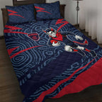Melbourne Demons Australian Football Quilt Bed Set Devil Mascot With Indigenous Pattern Art