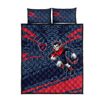 Melbourne Demons Australian Football Quilt Bed Set Devil Mascot With Indigenous Pattern Art