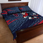 Melbourne Demons Australian Football Quilt Bed Set Devil Mascot With Indigenous Pattern Art