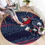 Melbourne Demons Australian Football Round Carpet Devil Mascot With Indigenous Pattern Art