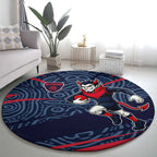 Melbourne Demons Australian Football Round Carpet Devil Mascot With Indigenous Pattern Art