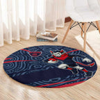 Melbourne Demons Australian Football Round Carpet Devil Mascot With Indigenous Pattern Art