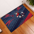 Melbourne Demons Australian Football Rubber Doormat Devil Mascot With Indigenous Pattern Art
