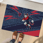 Melbourne Demons Australian Football Rubber Doormat Devil Mascot With Indigenous Pattern Art
