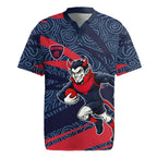 Melbourne Demons Australian Football Rugby Jersey Devil Mascot With Indigenous Pattern Art