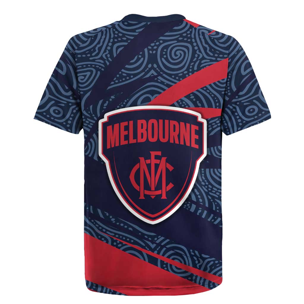 Melbourne Demons Australian Football Rugby Jersey Devil Mascot With Indigenous Pattern Art