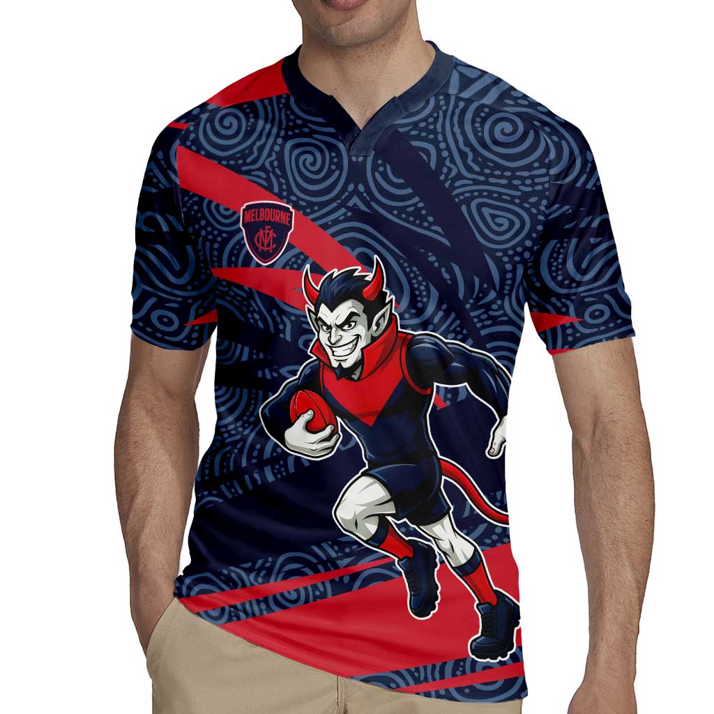 Melbourne Demons Australian Football Rugby Jersey Devil Mascot With Indigenous Pattern Art