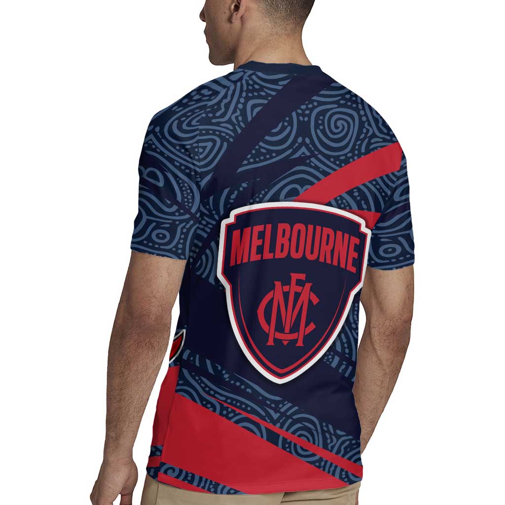 Melbourne Demons Australian Football Rugby Jersey Devil Mascot With Indigenous Pattern Art