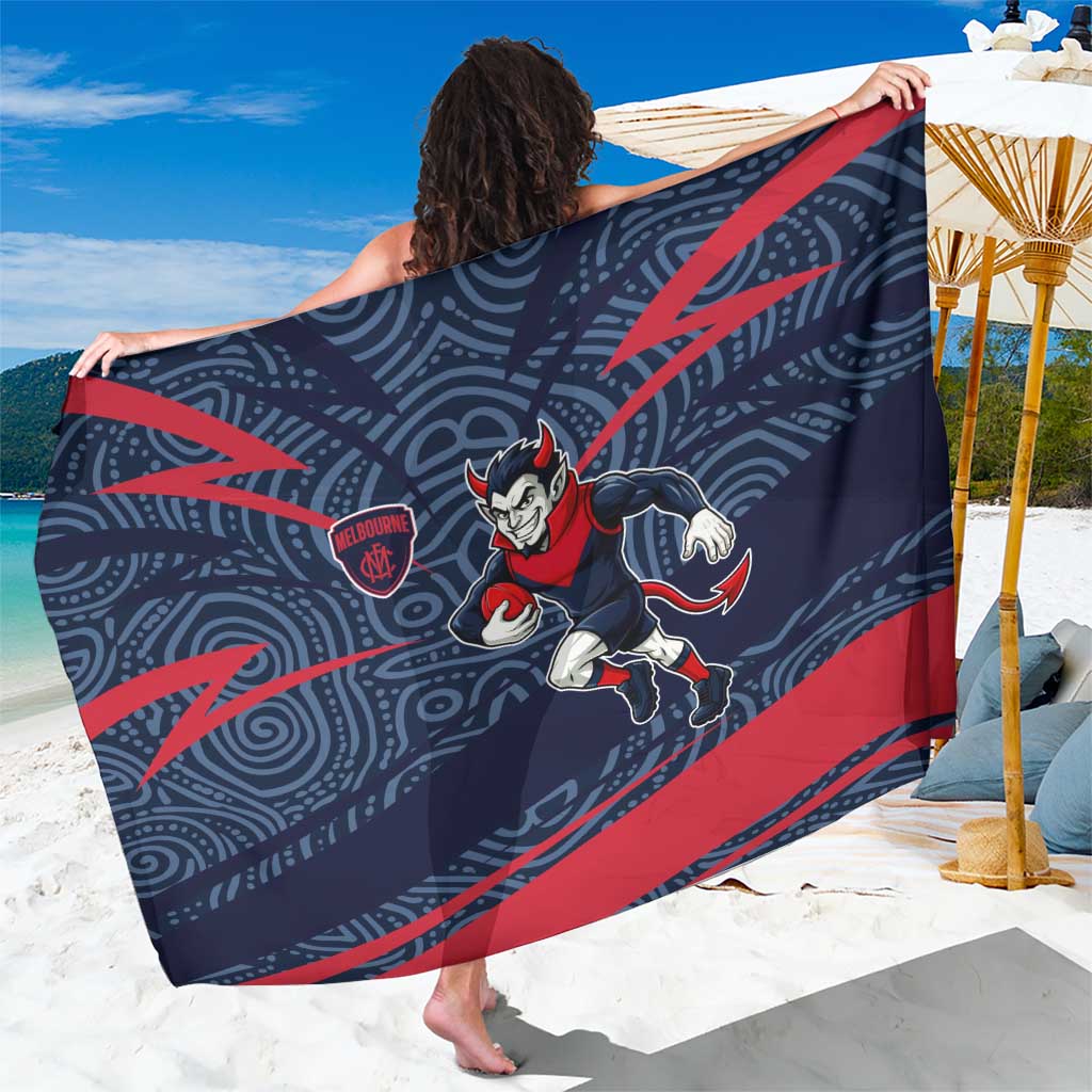 Melbourne Demons Australian Football Sarong Devil Mascot With Indigenous Pattern Art