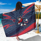 Melbourne Demons Australian Football Sarong Devil Mascot With Indigenous Pattern Art