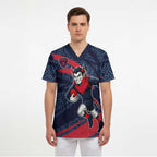 Melbourne Demons Australian Football Scrub Top Devil Mascot With Indigenous Pattern Art