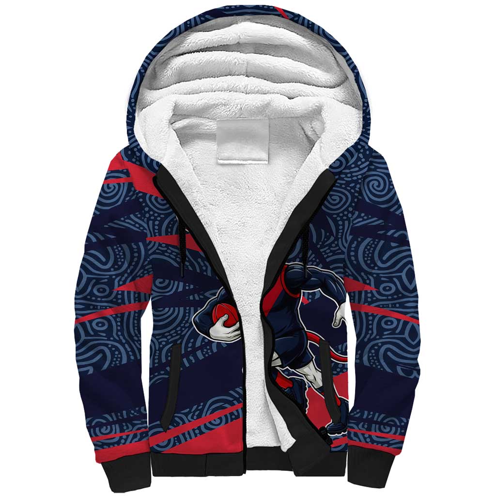Melbourne Demons Australian Football Sherpa Hoodie Devil Mascot With Indigenous Pattern Art