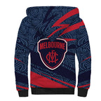 Melbourne Demons Australian Football Sherpa Hoodie Devil Mascot With Indigenous Pattern Art
