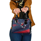 Melbourne Demons Australian Football Shoulder Handbag Devil Mascot With Indigenous Pattern Art