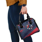 Melbourne Demons Australian Football Shoulder Handbag Devil Mascot With Indigenous Pattern Art
