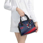 Melbourne Demons Australian Football Shoulder Handbag Devil Mascot With Indigenous Pattern Art